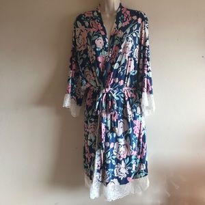 Marleylilly Monogramed Floral Lace Robe